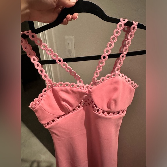 Jonathan SIMKHAI Sevilla Crochet Ring Midi Dress Pink NWT - Picture 12 of 14